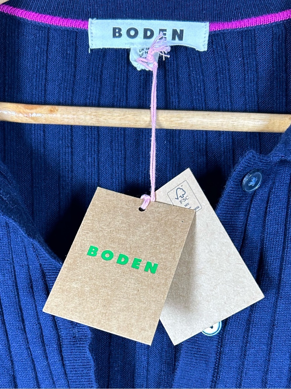 Boden Rachel Ribbed Long Sleeve Navy Button-Front Knit Dress Shirtdress - Picture 8 of 14